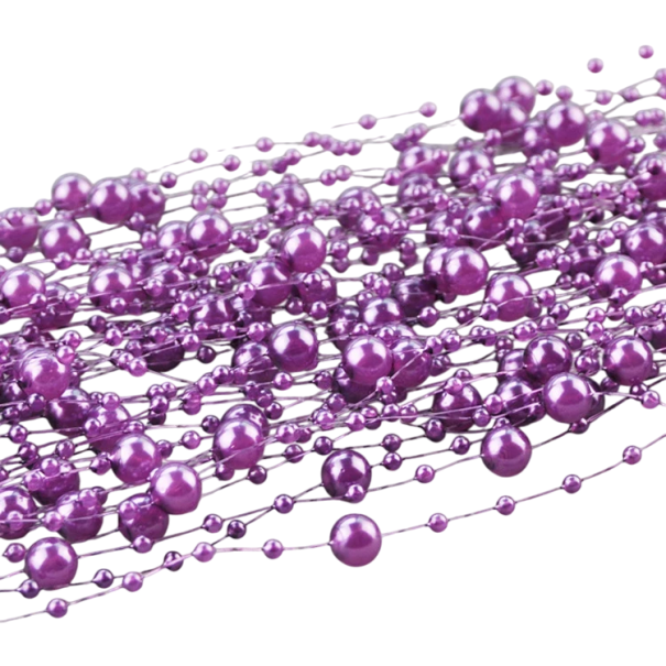 Fil de perles 10 m Fil décoratif en perles Guirlande de mariage Corde décorative pour cadeaux Décorations de Noël Création créative violet