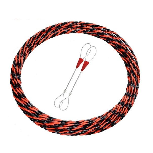 Fil de tirage pour câbles 30 m conducteur flexible noir-rouge avec œillets pour le passage de câblage dans des tubes 1