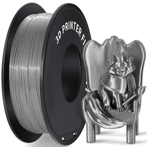 Filament PLA 1,75 mm 1 kg Powierzchnia brokatowa Wkład FDM do drukarki 3D Druk dekoracyjny Błyszczące nadruki Gładkie warstwy srebrny