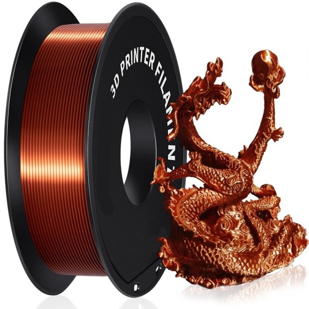 Filament PLA de mătase 1,75 mm 1 kg Suprafață lucioasă Reîncărcare imprimantă 3D Pentru imprimare FDM Detalii clare Straturi netede Modele decorative bronz