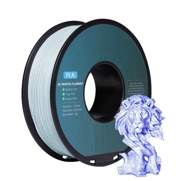 Filament PLA wzór marmurkowy 1,75 mm 1 kg Do drukarek 3D FDM Gładki druk Bez pęcherzyków powietrza Temperatura druku 205-220°C Modele niebieski