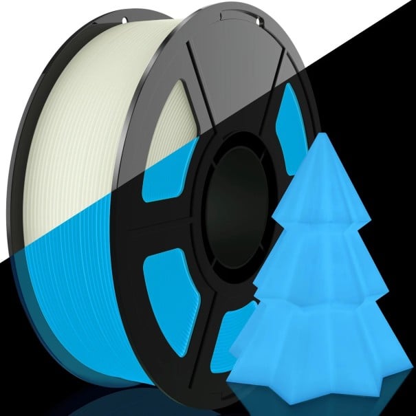 Filamento PLA 1,75 mm 200 g Blanco de día y verde fosforescente de noche hilo que brilla en la oscuridad para impresión 3D decoraciones azul