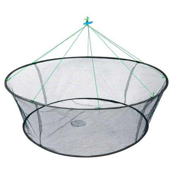 Filet de pêche à lancer 80 cm Cage pliante à poissons Grand épuisette pour attraper des crevettes Maille résistante Déploiement rapide Utilisation 1