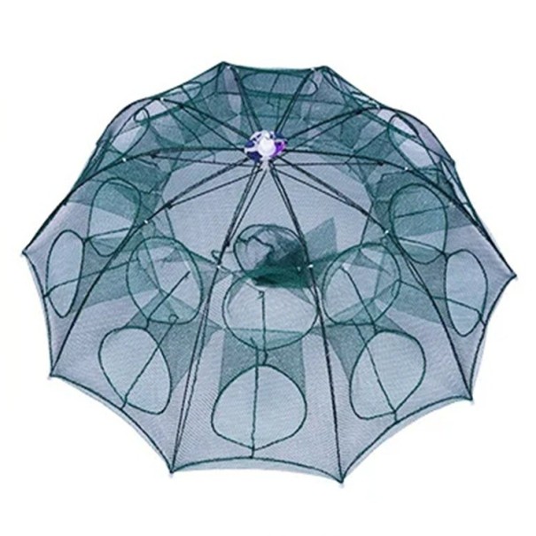 Filet de pêche portable avec 20 ouvertures Piège à poissons pliable Maille résistante Léger et compact Conception pour une pêche facile Utilisation facile en eau douce et salée 1