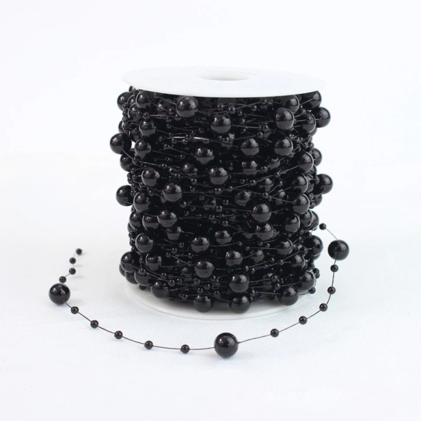 Filo con perline 10 m Filo decorativo perle Filo per ghirlande nuziali Filo decorativo per regali Decorazioni natalizie Creazioni artistiche nero