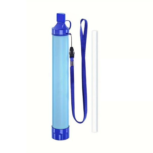Filtro de agua de supervivencia de 21 x 3 cm, purificador de agua portátil con manguera, filtración de 4 etapas, filtro exterior de 0,01 micrones, filtro de emergencia de 1500 l para viajes. 1