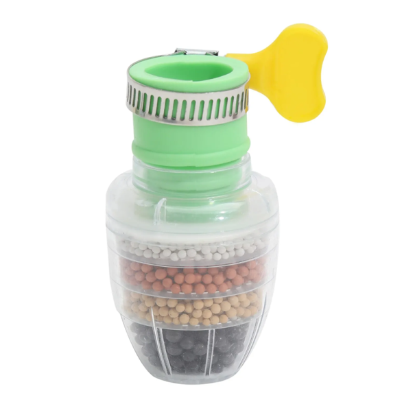 Filtro de agua para grifo de 8 x 3 cm, purificador de agua de 6 capas, ahorro de agua, eliminación de impurezas, filtración doméstica para cocina y baño. verde