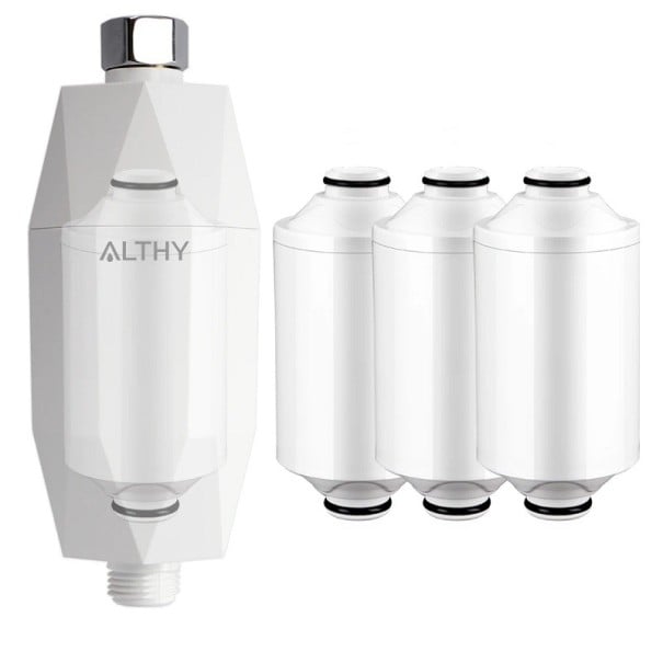 Filtro de agua revitalizante para ducha Dispositivo para reducir el cloro y metales pesados Conector G1/2" 16,5 x 6,2 cm 1