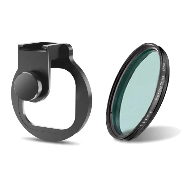 Filtro ND variabile per mobile 67 mm con clip in metallo Intensità regolabile Vetro ottico Nero Per lunghe esposizioni e riprese video 1