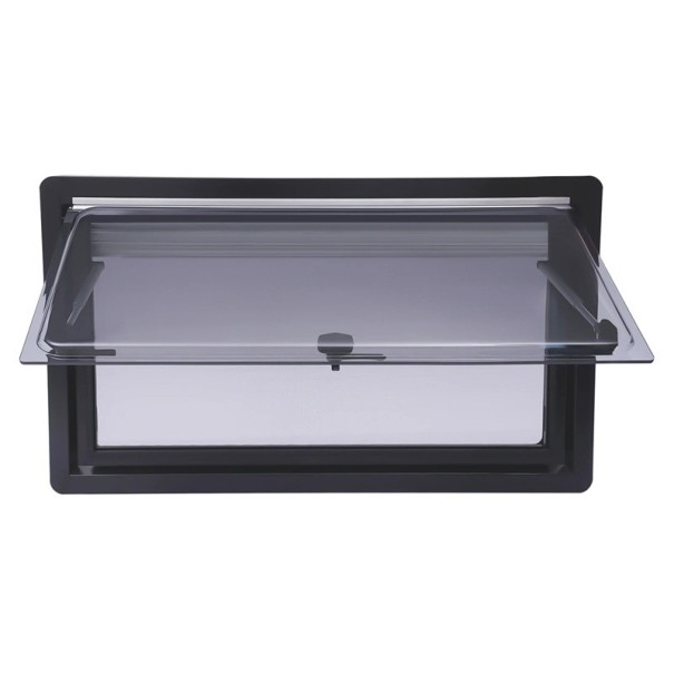 Finestra di ventilazione per caravan A ribalta con tapparella e rete anti-insetti 90 x 50 cm Alluminio acrilico e ABS Bianco telaio interno Per camper 1