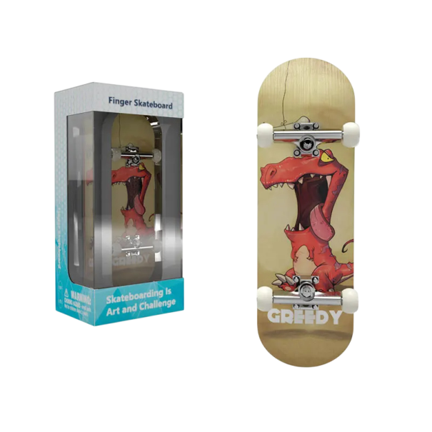 Fingerboard 9,9 x 2,9 cm com motivo de dinossauro Mini skateboard de dedo Brinquedo com sensor de antitensão Hobby Novidade Presente para crianças e adultos 1