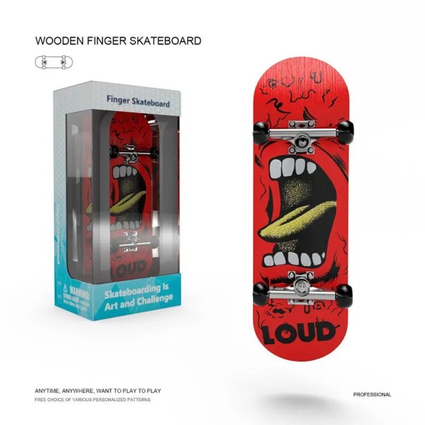 Fingerboard Mini Skateboard with Anti-Stress Sensor Red Fingerboard with Tongue Toy for Children Gift Novelty Hobby Fun 1