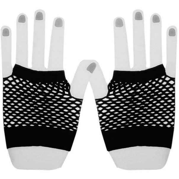 Fingerlose Damen-Mesh-Handschuhe schwarz