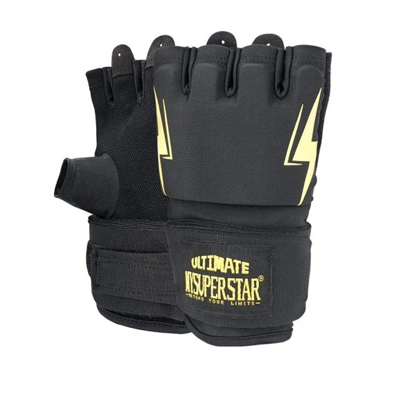 Fingerlose Handschuhe mit langer Handschlaufe, schwarz, MMA, Muay-Thai-Handschuhe, Trainingshandschuhe für Männer und Frauen S/M