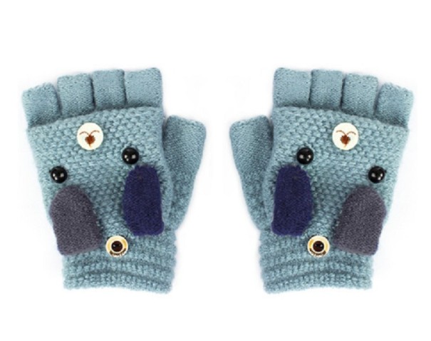 Fingerlose Kinderhandschuhe mit Hund J2874 hellblau