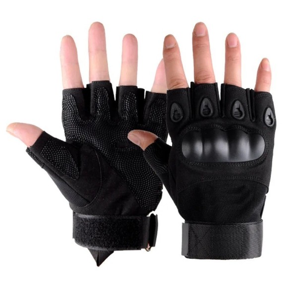 Fingerlose Militärhandschuhe, taktische Outdoor-Fingerlose Handschuhe, Armee-Fingerlose Handschuhe schwarz XL