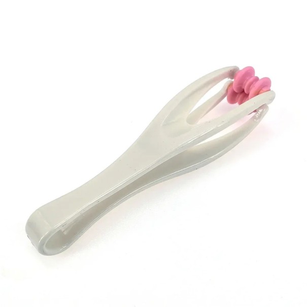 Fingermassagerulle, der virker på akupunkturpunkter. Håndmassageværktøj med to ruller til håndmassage. Massageværktøj til at fremme blodcirkulationen. 16,3 x 3,3 cm. rosa