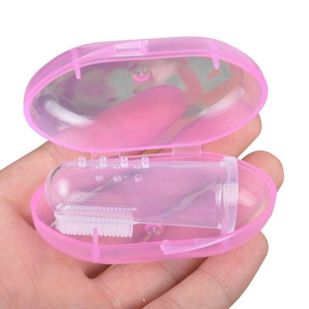 Fingerzahnbürste für Kinder rosa