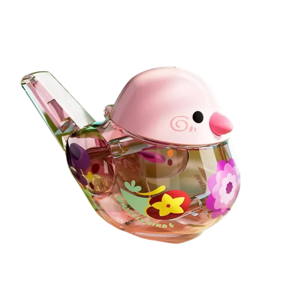 Fischietto per uccelli in plastica 6 x 6 x 9,5 cm Giocattolo musicale acquatico per neonati Sviluppo dell'udito Richiamo degli uccelli Riempimento d'acqua Allenamento musicale rosa