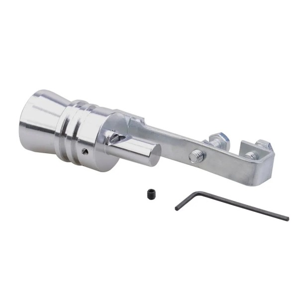 Fischietto turbo argento per scarico XL 113,5 × 34,3 mm Simulatore universale del suono turbo tubo di alluminio per tuning accessorio per automobili 1