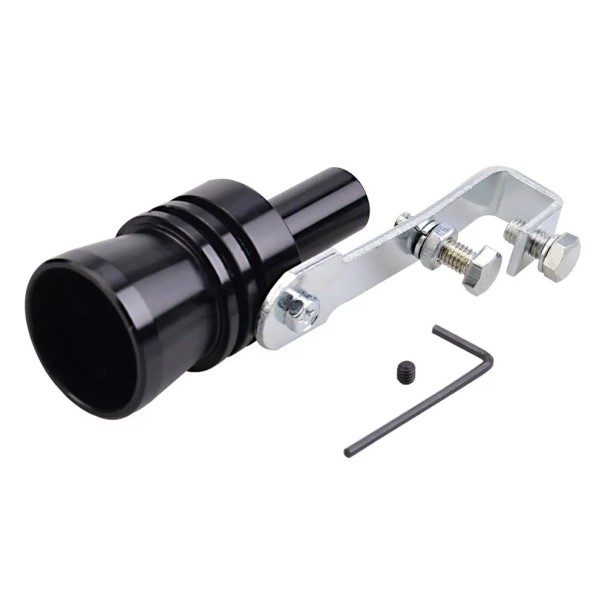 Fischietto turbo nero per scarico XL 113,5 × 34,3 mm Simulatore universale del suono turbo tubo di soffiaggio in alluminio accessorio tuning 1