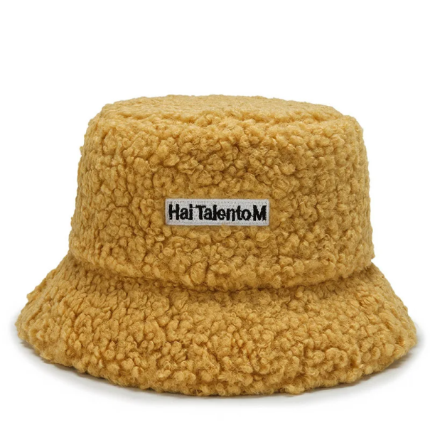 Fiskehatt i lammull Unisex snygg vintermössa Huvudomkrets 56-58 cm Mjukt varmt material Modeaccessoar för höst och vinter gul