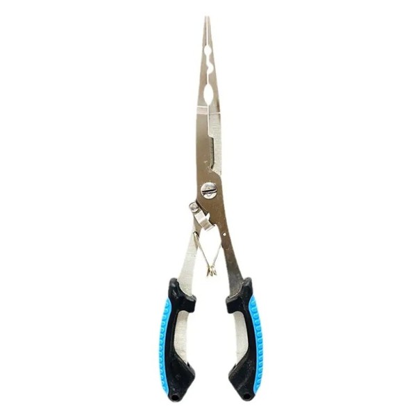 Fiskekrogstang i rustfrit stål 21,5 × 6 cm Robust krogstang Korrosionsbestandig Ergonomisk håndtag Sikker frigivelse af fisk blå
