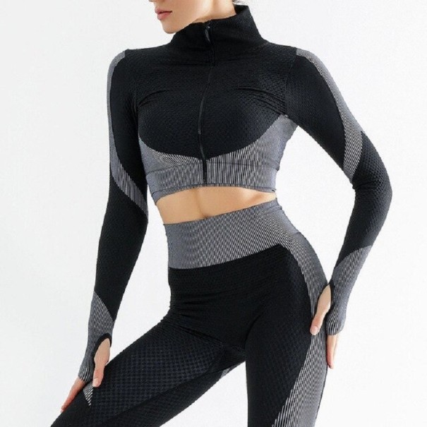 Fitness-Crop-Top für Damen P1695 schwarz XS