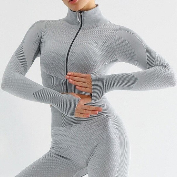 Fitness croptop voor dames P1695 grijs L