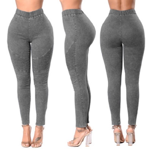Fitnessjeans voor dames grijs M