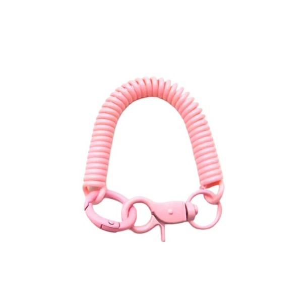 Fjädernyckelring 18 cm EVA Elastisk spiralnyckelring Karbin och ring Säkerhetsutdragbar nyckelhängare ljusrosa