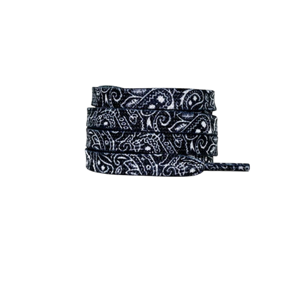 Flache gemusterte Schnürsenkel, 120 cm, bunte Schnürsenkel aus Polyester-Baumwolle, stilvolles Modeaccessoire, gemusterte Schnürsenkel schwarz-weiß