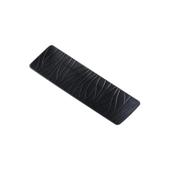 Flacher rechteckiger Teller mit reliefiertem wellenförmigen Muster 24 x 7,5 cm dekorativer Servierteller für Sushi und Desserts schwarz