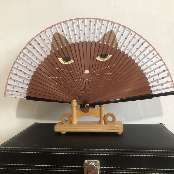 Fläkt med kattmotiv brun