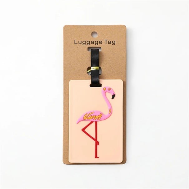 Flamingo-muotoinen matkalaukun tunnistustarra 10,5 × 10,5 cm silikageelinen beige-pinkki 1