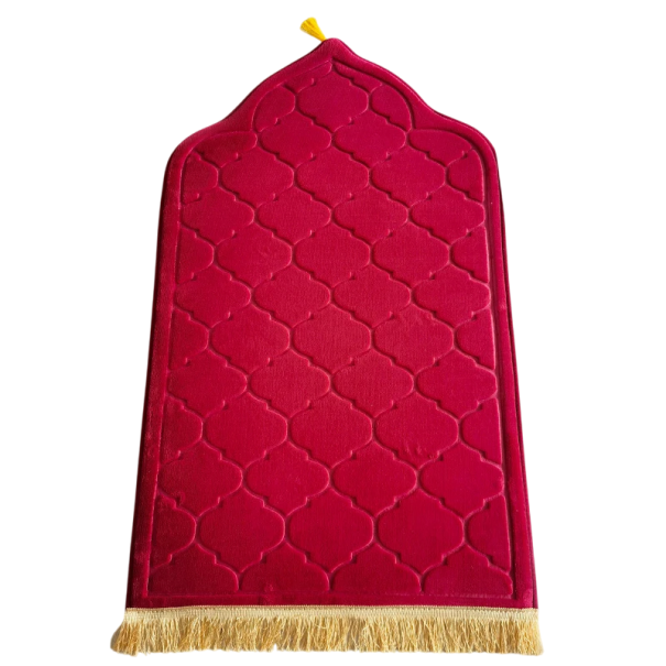 Flanel imaszőnyeg 65 x 110 cm Puha, csúszásmentes imaszőnyeg Elegáns iszlám dizájn Kényelem otthon és a mecsetben piros