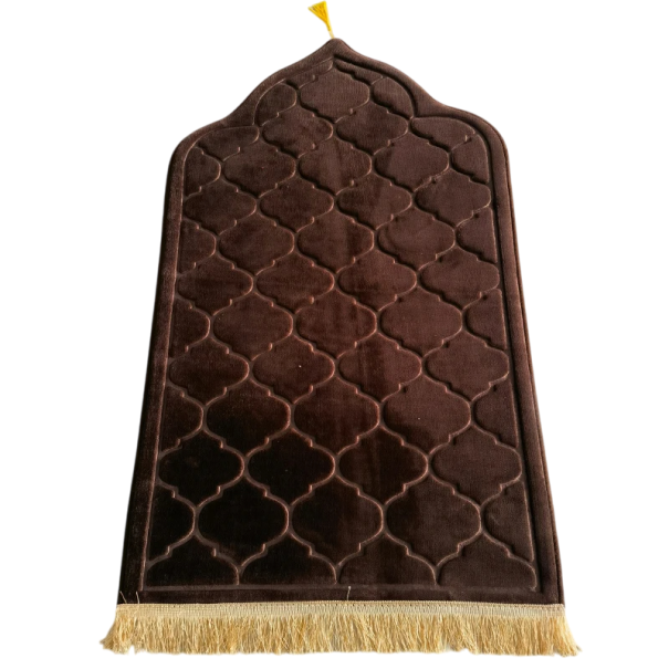 Flanell-Gebetsteppich 65 x 110 cm Weicher, rutschfester Gebetsteppich Elegantes islamisches Design Komfort zu Hause und in der Moschee braun