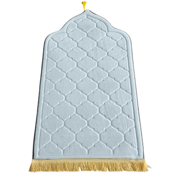 Flanellen gebedsmat 65 x 110 cm Zachte antislip gebedsmat Elegant islamitisch design Comfort thuis en in de moskee lichtblauw