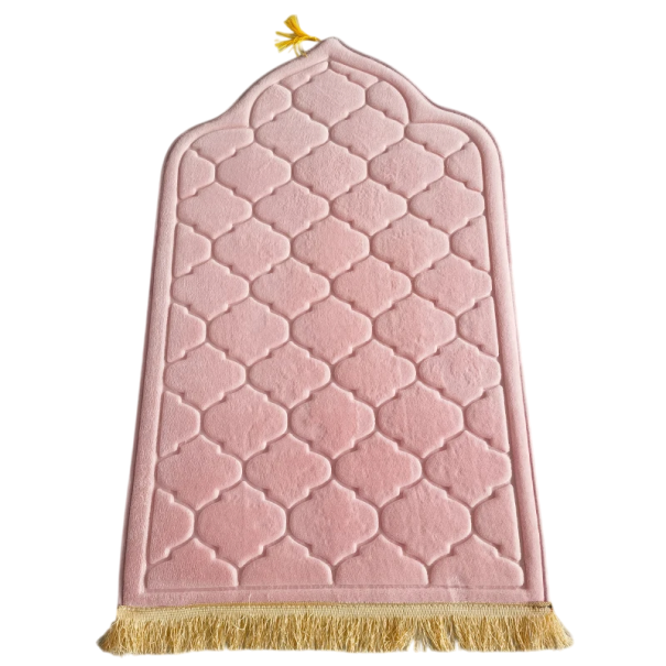 Flanelová modlitební podložka 65 x 110 cm Měkká protiskluzová podložka na modlitbu Elegantní islámský design Pohodlí doma i v mešitě růžová