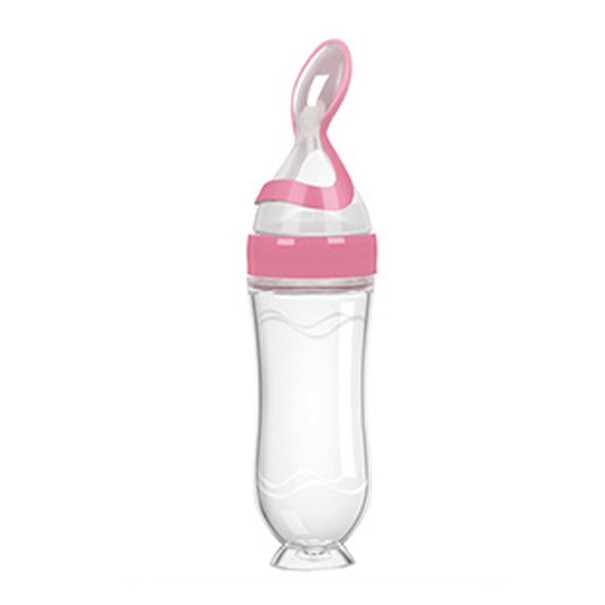 Flasche mit Fütterlöffel 21 x 6 cm rosa