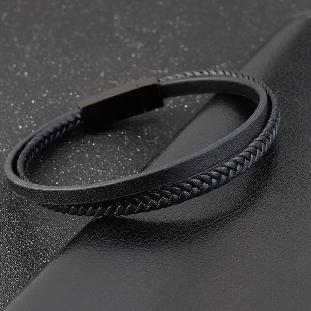 Flätat läderarmband för män