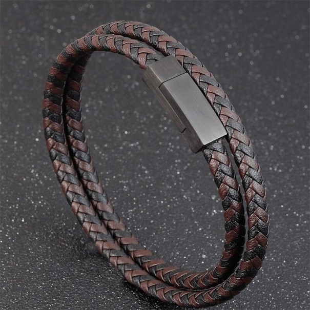 Flätat läderarmband för män 21 cm 4
