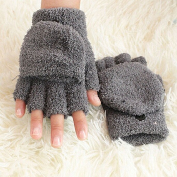 Flauschige Babyhandschuhe grau