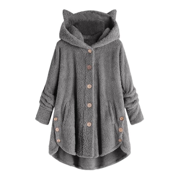 Flauschiges Damen-Sweatshirt mit Ohren dunkelgrau M