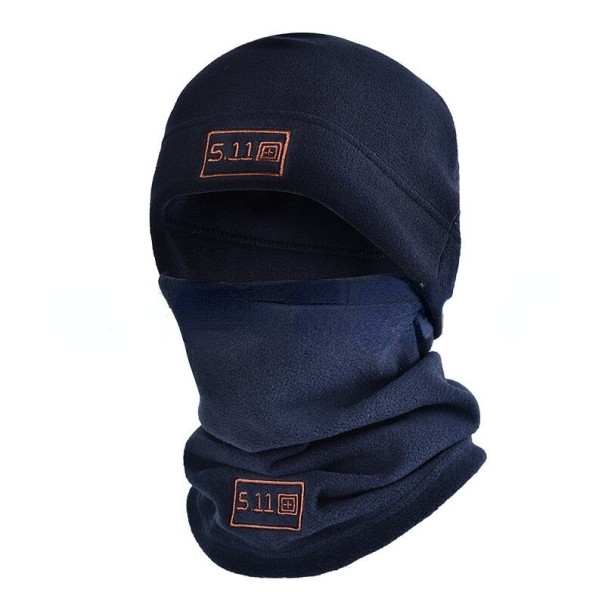 Fleece muts voor heren met nekwarmer donkerblauw