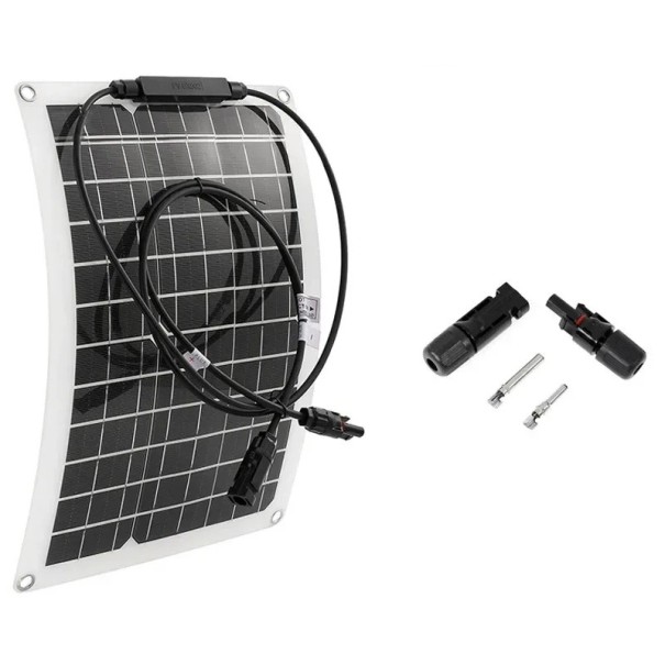Fleksibelt solpanel 30W–600W 12V Dual USB med controller 10A–100A Powerbank til bilbådstelefon 38x28 cm Batterioplader 1