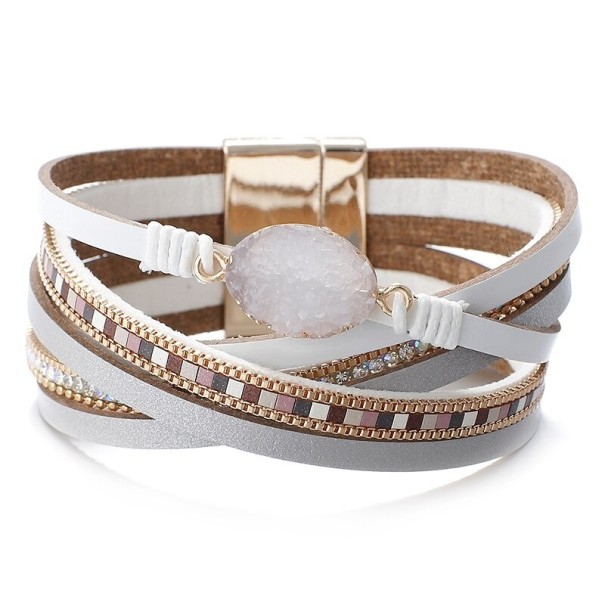 Flerlagers boho-armband för kvinnor vit