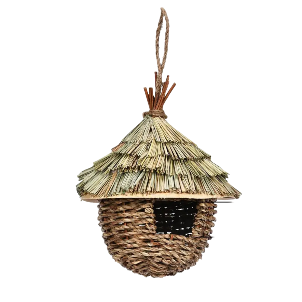 Flettet fuglehus Hængende fuglehus lavet af fyrretræ 22 x 17 cm 1