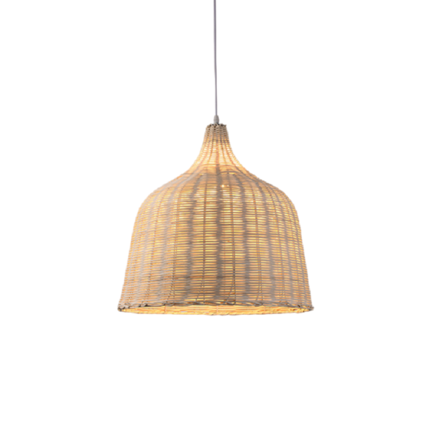 Flettet hængelampe E27 pære håndlavet træhængende lysekrone til hjemmet, rørdekoration, håndvævet naturlig rørlampe 26 x 26 cm 1