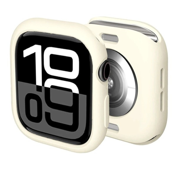 Flexibilné silikónové puzdro pre Apple Watch 46 mm Series 10 11 Nárazuodolný mäkký ochranný kryt iWatch Štýlový silikónový bumper krémová